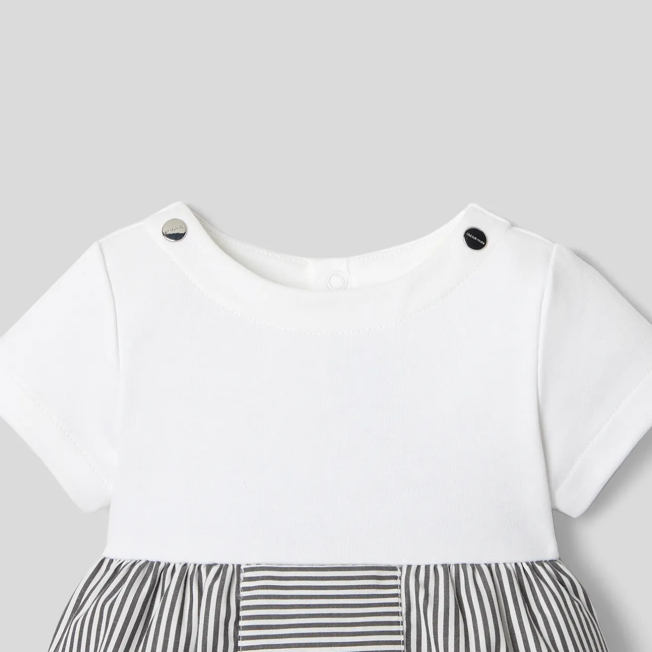 Combinaison, Barboteuse Et Ensemble-Jacadi Combinaison bébé garçon bi-matière - BLANC/GRIS