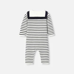 Combinaison, Barboteuse Et Ensemble-Jacadi Combinaison bébé garçon en tricot - MARINE/BLANC