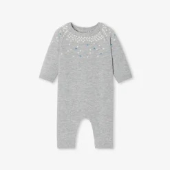 Combinaison, Barboteuse Et Ensemble-Jacadi Combinaison bébé garçon en tricot - gris chine clair GRIS CHINE CLAIR JACADI