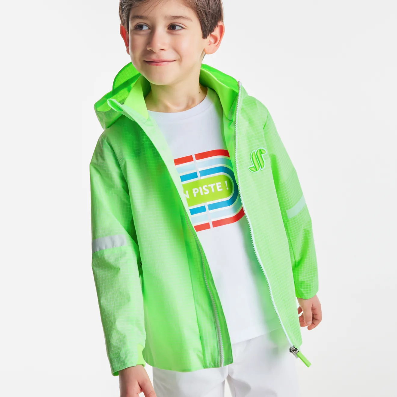 Manteau, Doudoune Et Veste|Manteau, Doudoune Et Veste-Jacadi Coupe-vent enfant - BLANC/VERT