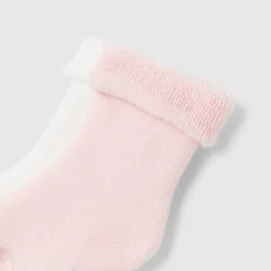 Accessoires-Jacadi Duo de chaussettes bébé fille - BLANC/ROSE