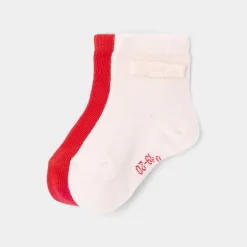 Accessoires-Jacadi Duo de chaussettes bébé fille - lore ROSE/MULTICO