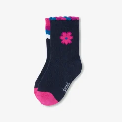 Accessoires-Jacadi Duo de chaussettes bébé fille - MARINE/ROSE