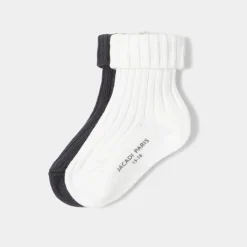 Accessoires-Jacadi Duo de chaussettes bébé garçon - BLANC/GRIS