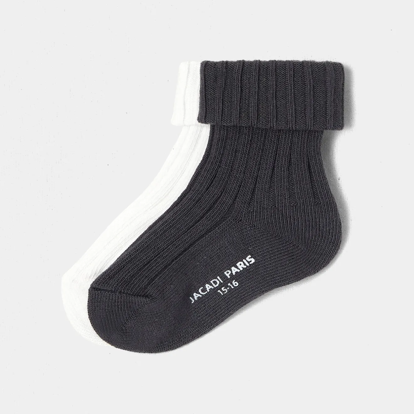 Accessoires-Jacadi Duo de chaussettes bébé garçon - BLANC/GRIS