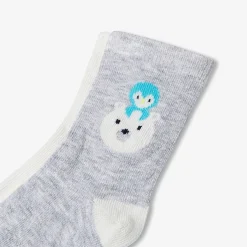 Accessoires-Jacadi Duo de chaussettes bébé garçon - GRIS/BLEU