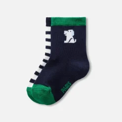 Accessoires-Jacadi Duo de chaussettes bébé garçon - MARINE/VERT