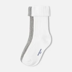 Accessoires-Jacadi Duo de chaussettes enfant garçon - BLANC/GRIS