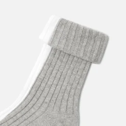 Accessoires-Jacadi Duo de chaussettes enfant garçon - BLANC/GRIS