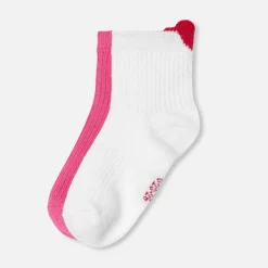 Accessoires-Jacadi Duo de chaussettes enfant fille - ROSE/BLANC