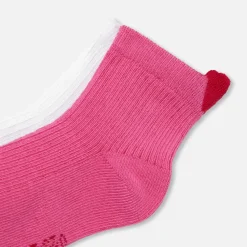 Accessoires-Jacadi Duo de chaussettes enfant fille - ROSE/BLANC
