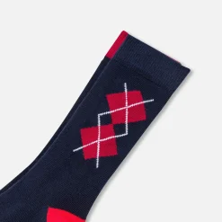 Accessoires-Jacadi Duo de chaussettes hautes enfant garçon - MARINE/ROUGE