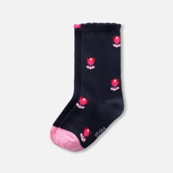 Accessoires-Jacadi Duo de chaussettes hautes bébé fille - lore MARINE/MULTICO