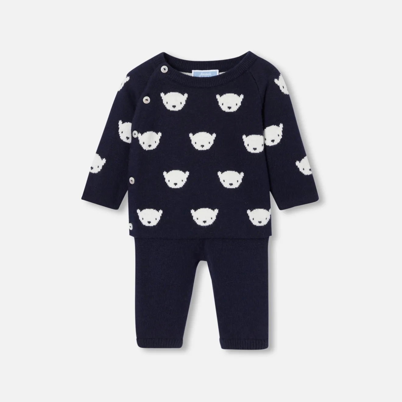 Combinaison, Barboteuse Et Ensemble-Jacadi Ensemble bébé en tricot jersey - MARINE/ECRU
