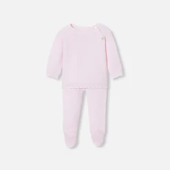 Combinaison, Barboteuse Et Ensemble-Jacadi Ensemble bébé fille en point mousse - rose pale ROSE PALE JACADI
