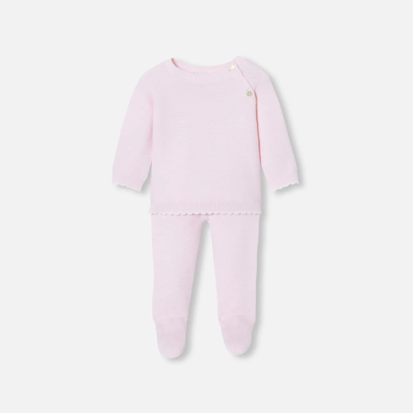Combinaison, Barboteuse Et Ensemble-Jacadi Ensemble bébé fille en point mousse - rose pale ROSE PALE JACADI