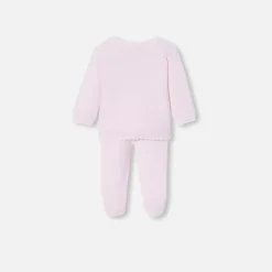 Combinaison, Barboteuse Et Ensemble-Jacadi Ensemble bébé fille en point mousse - rose pale ROSE PALE JACADI