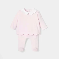 Combinaison, Barboteuse Et Ensemble-Jacadi Ensemble bébé fille en velours - rose pale ROSE PALE JACADI