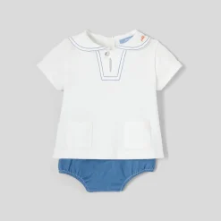 Combinaison, Barboteuse Et Ensemble-Jacadi Ensemble bébé garçon - BLANC/BLEU