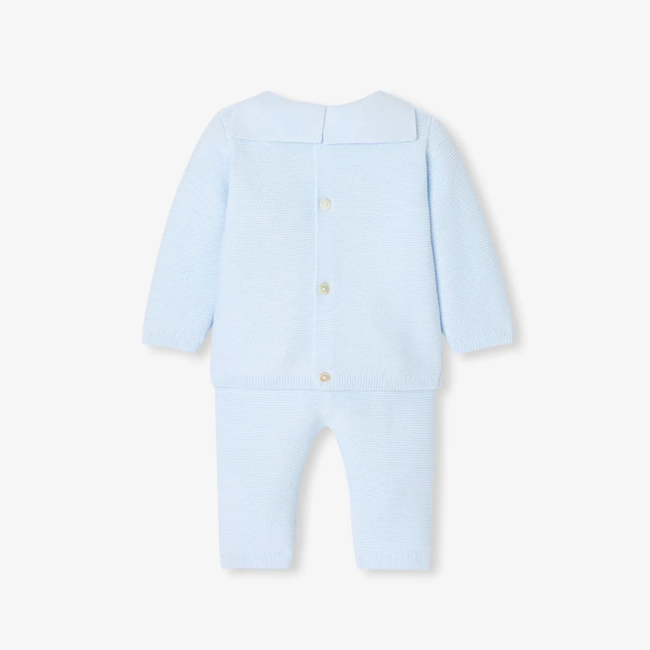 Combinaison, Barboteuse Et Ensemble-Jacadi Ensemble bébé garçon en point mousse - BLEU PALE