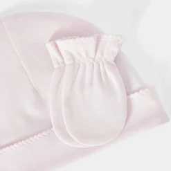 Accessoires-Jacadi Ensemble bonnet et moufles naissance - rose pale ROSE PALE JACADI