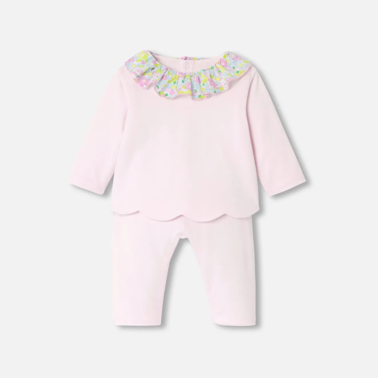Combinaison, Barboteuse Et Ensemble-Jacadi Ensemble confort bébé fille en jersey - rose pale ROSE PALE JACADI