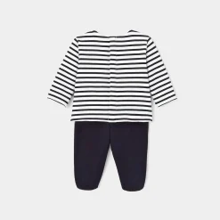 Combinaison, Barboteuse Et Ensemble-Jacadi Ensemble pantalon bébé garçon - MARINE/BLANC