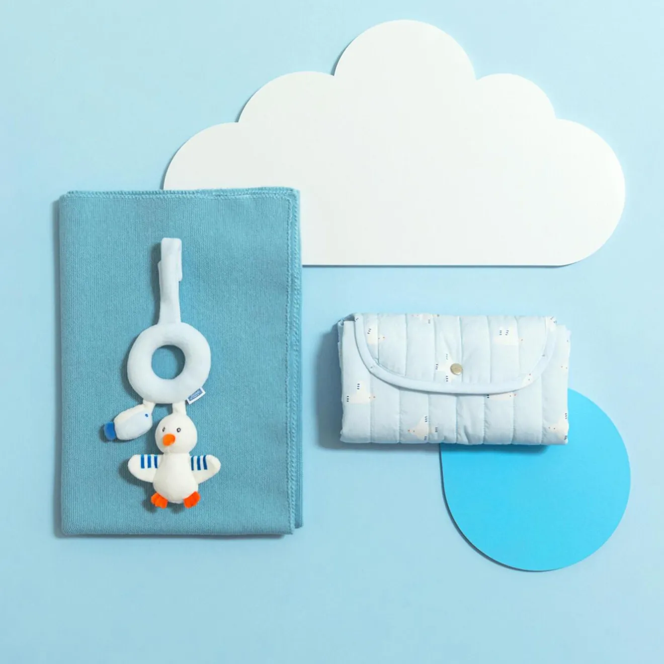 Doudou, Peluche|Eveil, Doudou Et Peluche-Jacadi Hochet mouette et poisson - BLANC/BLEU