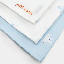 Bavoirs Et Langes-Jacadi Lot de 3 langes - BLANC/BLEU