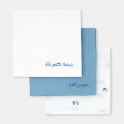 Bavoirs Et Langes-Jacadi Lot de 3 langes - BLANC/BLEU