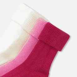 Accessoires-Jacadi Lot de 4 paires de chaussettes bébé fille - lore ROSE/MULTICO