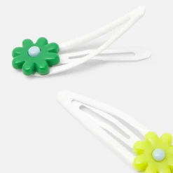 Accessoires-Jacadi Lot de barrettes enfant fille BLANC/VERT