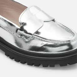 Derbies Et Mocassins|Chaussures-Jacadi Mocassins enfant fille en cuir glacé - ARGENT