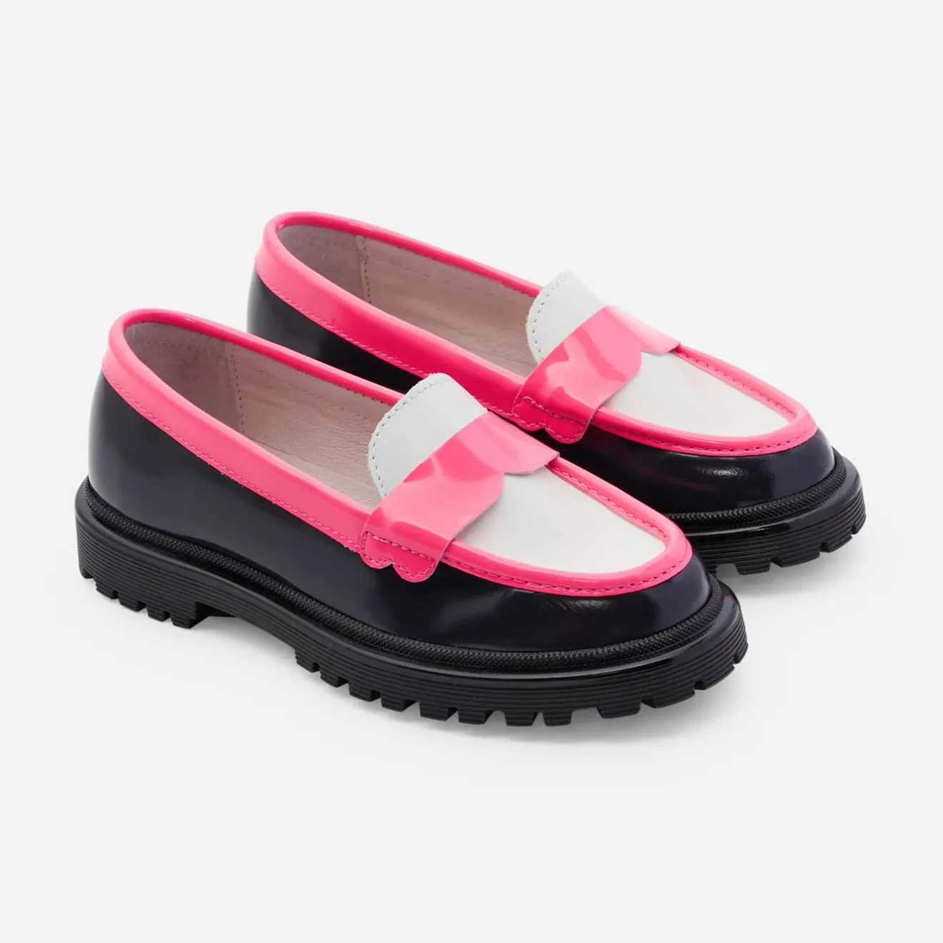 Derbies Et Mocassins|Chaussures-Jacadi Mocassins enfant fille en cuir glacé - lore BLEU/MULTICO