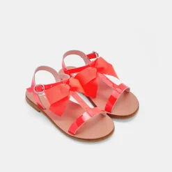 Sandales Et Nu-Pieds|Chaussures-Jacadi Nu-pieds enfant fille en cuir verni - ROSE FLUO