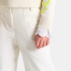 Pantalon Et Jogging-Jacadi Pantalon large enfant fille en velours côtelé - blanc doux BLANC DOUX JACADI