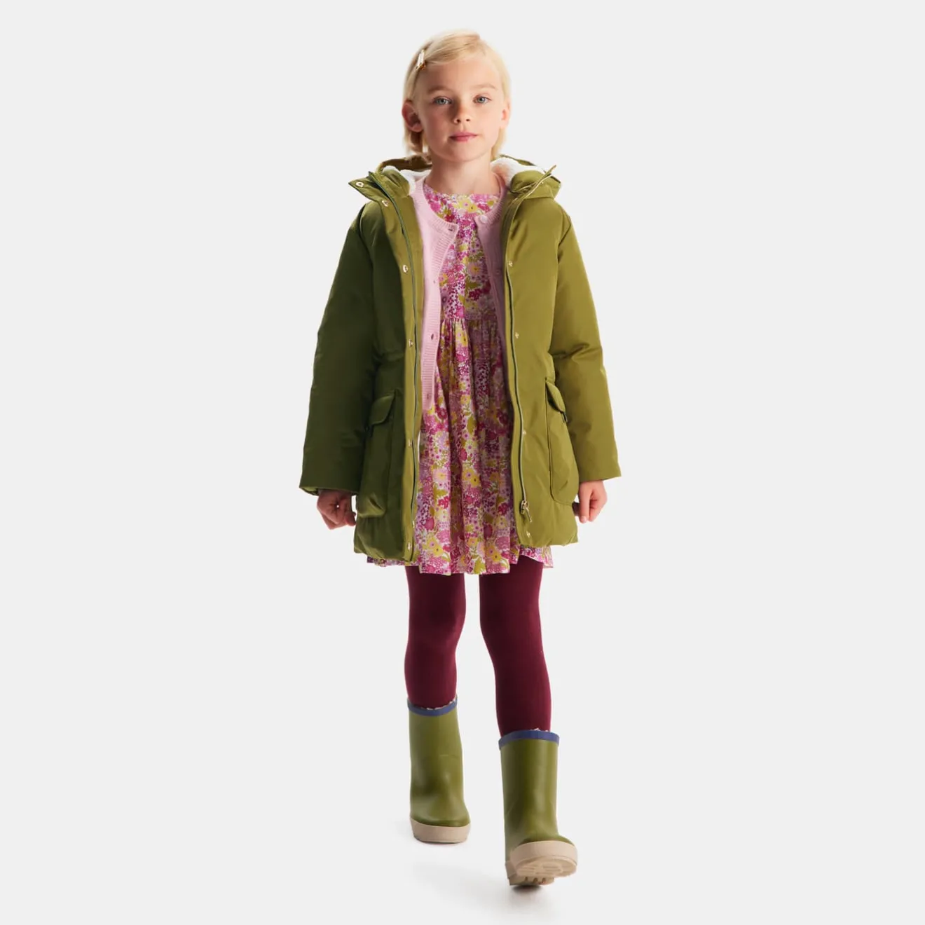 Manteau, Doudoune Et Veste-Jacadi Parka enfant fille doublée en sherpa - KAKI