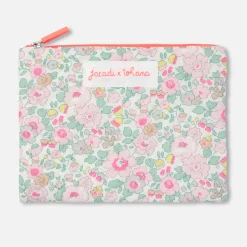 Accessoires-Jacadi Petite pochette en tissu Liberty - x Tohana - BLANC/CORAIL