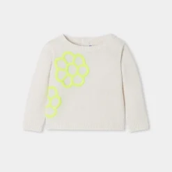 Pull, Sweat Et Cardigan-Jacadi Pull bébé fille à fleurs rebrodées - blanc doux BLANC DOUX JACADI