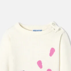 Pull, Sweat Et Cardigan-Jacadi Pull bébé fille Intarsia fleur - lore BLANC DOUX/MULTICO
