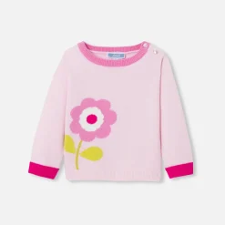 Pull, Sweat Et Cardigan-Jacadi Pull bébé fille Intarsia fleurs - rose poudre ROSE POUDRE JACADI