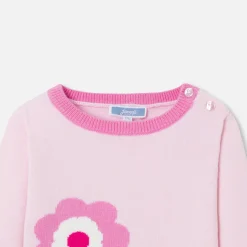 Pull, Sweat Et Cardigan-Jacadi Pull bébé fille Intarsia fleurs - rose poudre ROSE POUDRE JACADI
