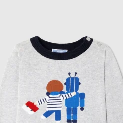 Pull, Sweat Et Cardigan-Jacadi Pull bébé garçon en coton - gris chine clair GRIS CHINE CLAIR JACADI