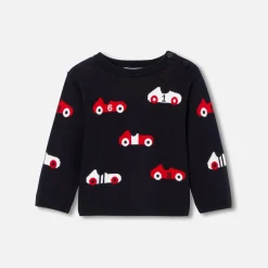 Pull, Sweat Et Cardigan-Jacadi Pull bébé garçon en coton - MARINE/ROUGE