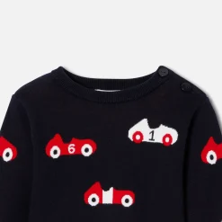 Pull, Sweat Et Cardigan-Jacadi Pull bébé garçon en coton - MARINE/ROUGE