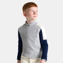 Pull, Sweat Et Cardigan-Jacadi Pull en cachemire enfant garçon - GRIS/MARINE