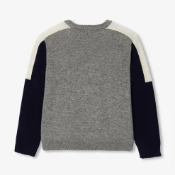 Pull, Sweat Et Cardigan-Jacadi Pull en cachemire enfant garçon - GRIS/MARINE
