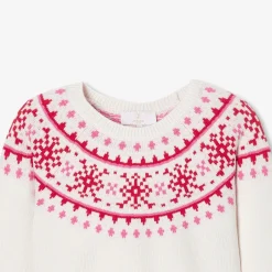 Pull, Sweat Et Cardigan-Jacadi Pull enfant fille en jacquard - lore BLANC DOUX/MULTICO