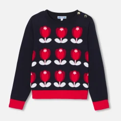 Pull, Sweat Et Cardigan-Jacadi Pull enfant fille motif tulipe - marine MARINE JACADI