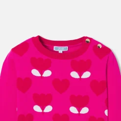 Pull, Sweat Et Cardigan-Jacadi Pull enfant fille motif tulipe - ROSE/ROUGE